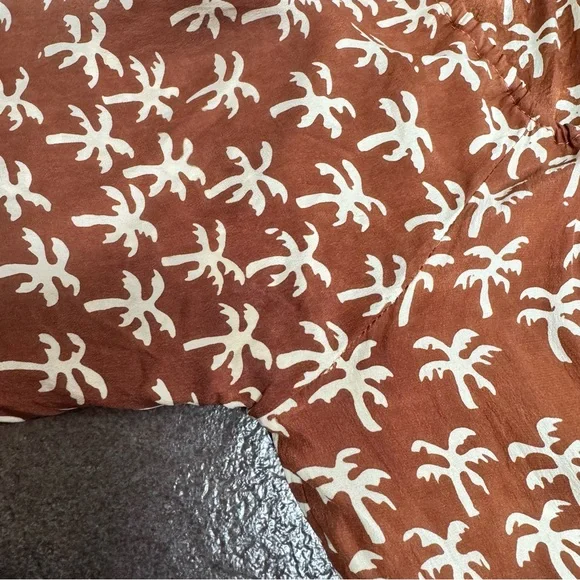 Natalie Martin Silk Palm Tree Print Short Sleeve Maxi Dress Brown Small S READ - Picture 14 of 16